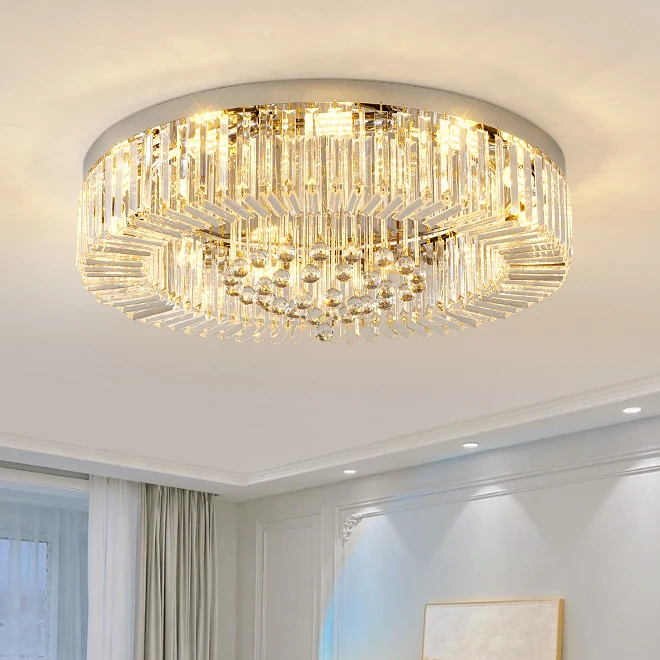 Classic round bedroom crystal ceiling light gorgeous living room dining room LED crystal ceiling lamps Light luxury high quality