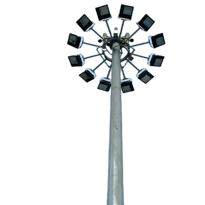 Aluminum 25m 30m high mast led flood lighting pole price