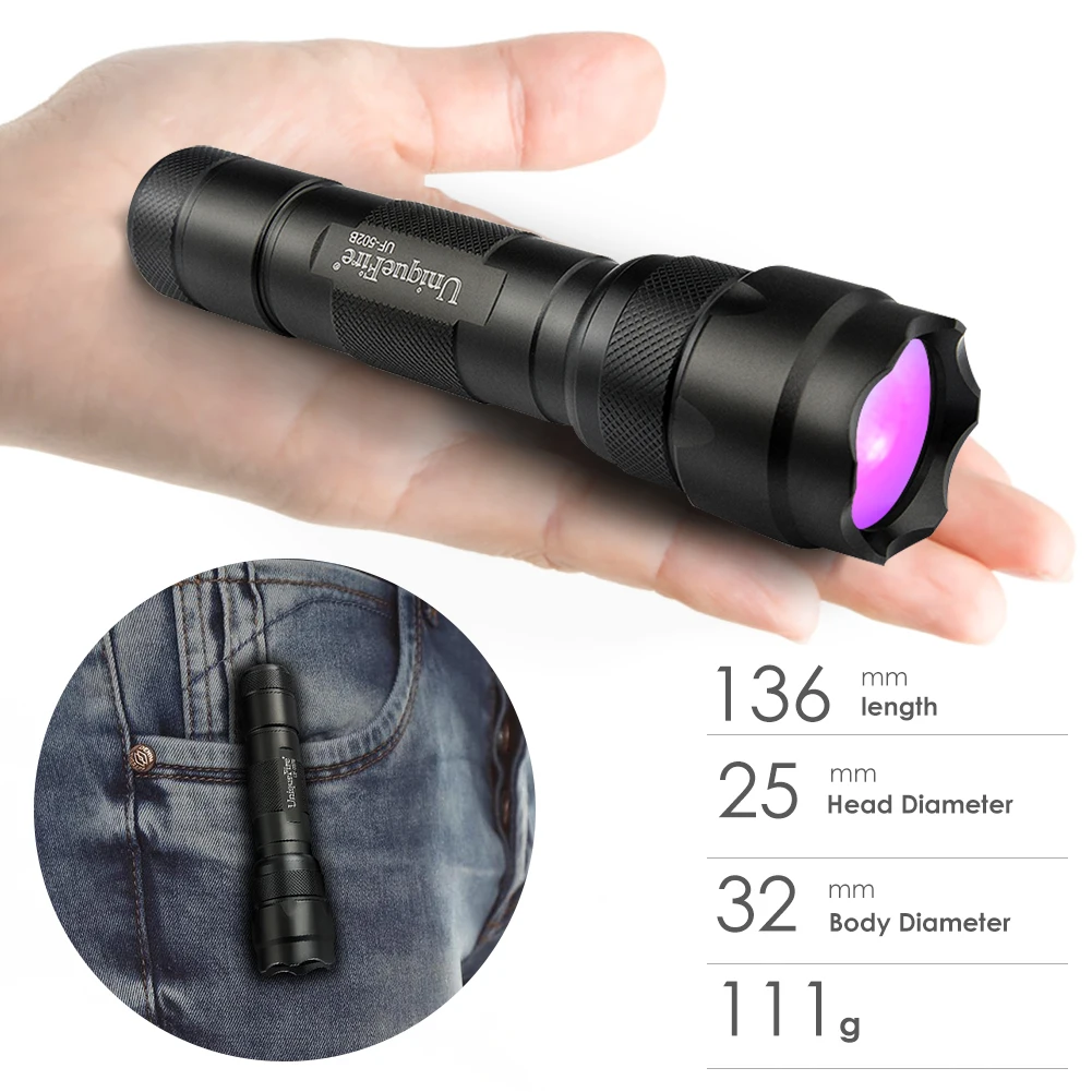 uniquefire 502B black light 3w 365nm uv led flashlight