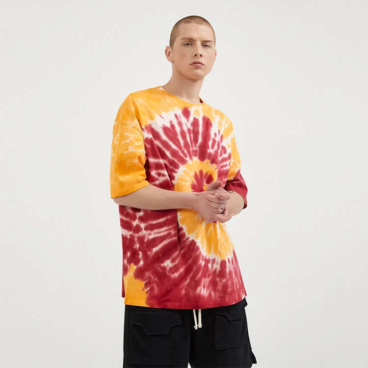 
2021 Summer Personalized Two Vortex Pattern Tie Dye Loose Short Sleeve Casual T Shirt 