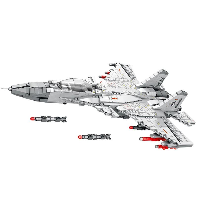 MOC Military Series Bricks Sets DIY Assembly J-15 Fighter Aircraft Model Building Blocks Toys Set For Children Gifts