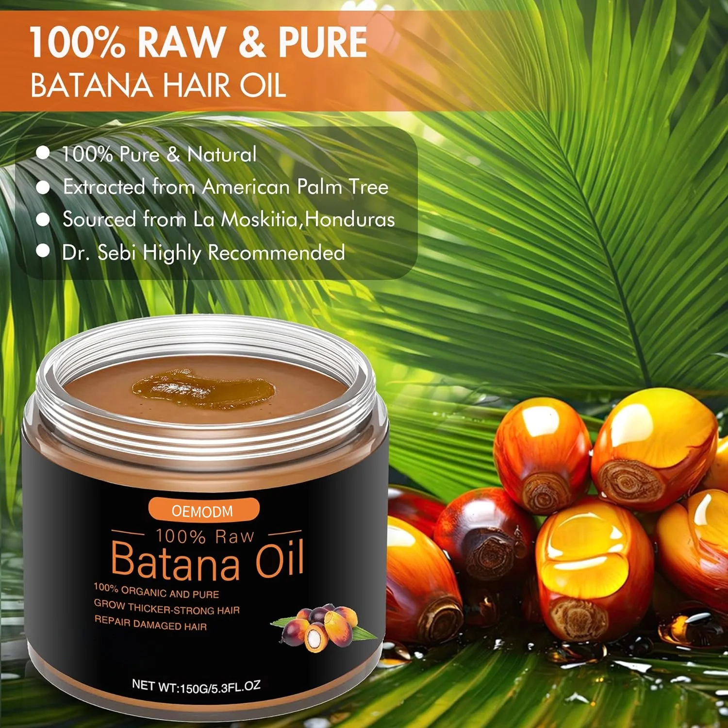 Manufacturers Organic Honduran Batana Oil Hair Growth Deep Hair Care Pure Batana Hair Oil Smoothing Thickening Treatment Butter