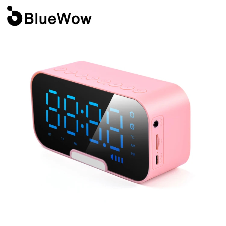 
Factory Sales Portable Clock Wireless Speakers Mirror Wireless Stereo Mini Blue Tooth Speaker 