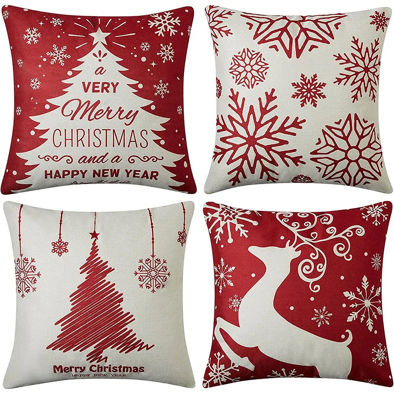 Christmas Pillowcase Sofa Living Room Pillow Cushion Wholesale Elk Snow Holiday Decoration Home 10 Linen Knitted Customizable