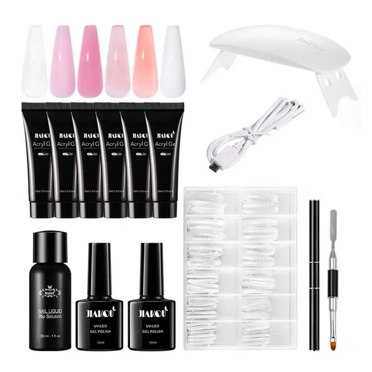 
Nail Extension Gel Set Natural Safe Nail Polish Kit 6 Color Extension Glue Nail Art Quick Paper-free Holder Phototherapy Crystal 