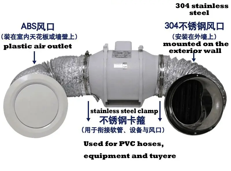 Длинный глушитель для труб, гибкий шланг для труб, шумоподавитель, глушитель для встроенного вентилятора для труб (4 дюйма, белый)