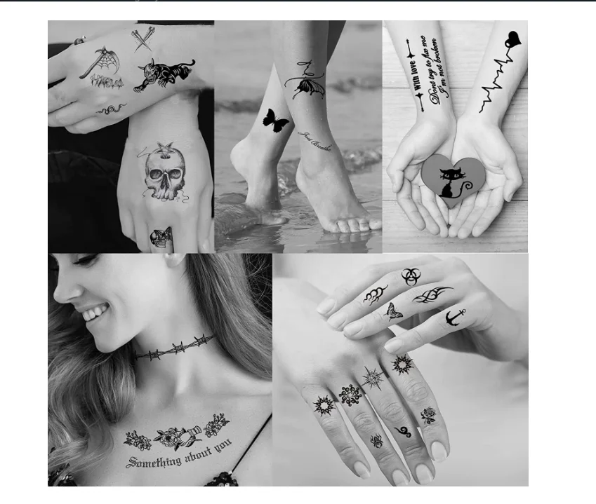 72 Sheets Tiny Temporary Tattoos Stickers, Tattoos That Look Real And Last Long, Halloween Tattoos Include Black Scary Wolf