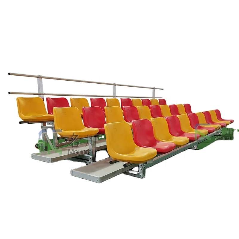 3 Row Portable Mobile Aluminum Bleacher with Middle Back HDPE Seats