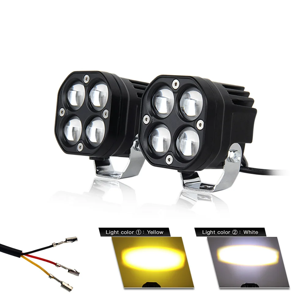 Auxiliary LED Spotlight Head Light 4 LED Fog Light Lens Headlight Motorcycle Sport Light For Car