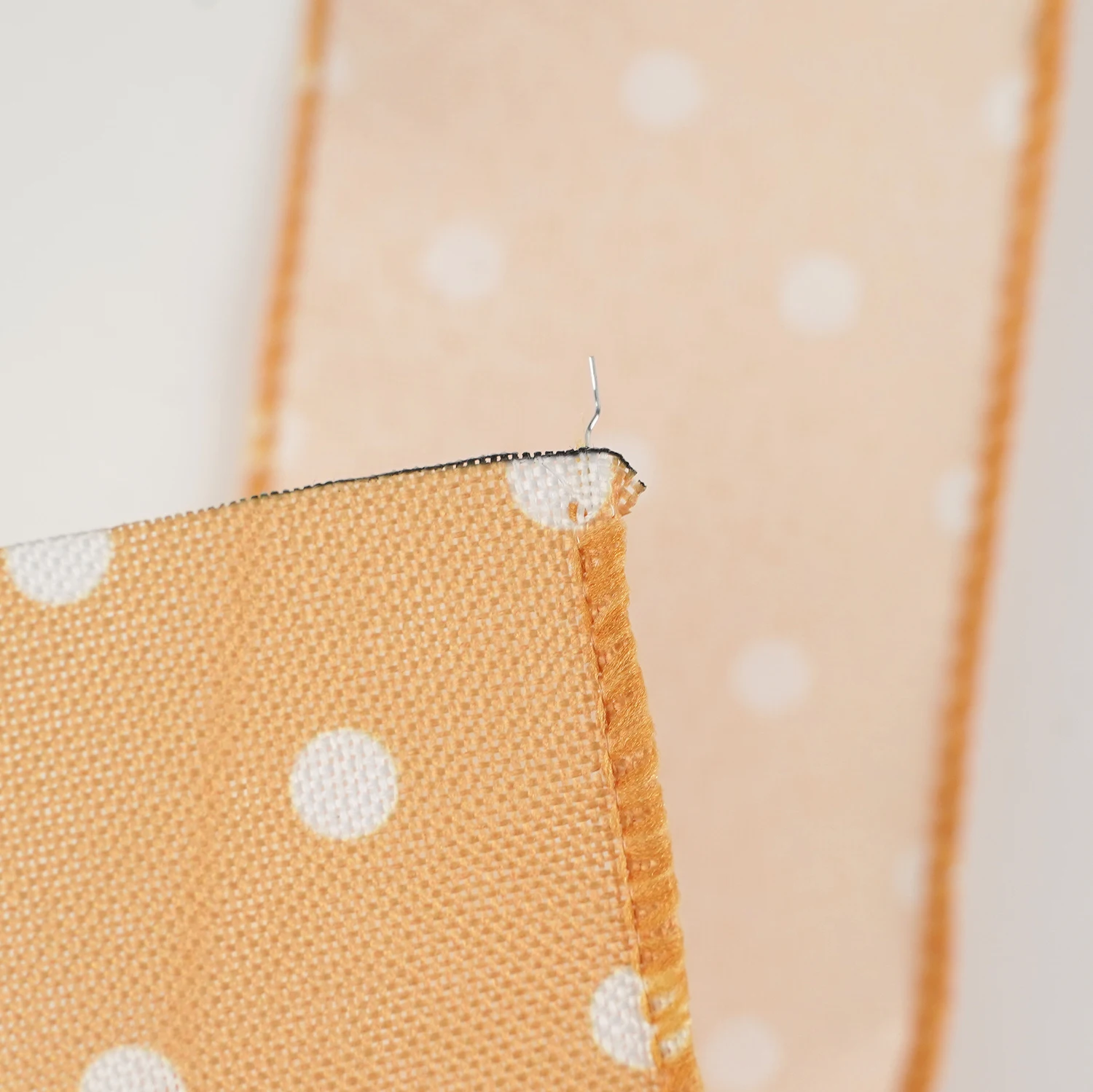 Custom Spring Sunflower Summer Flower Flaxen Dots Garland Wired Edge Ribbon For Wreath DIY Crafting Gift Wrapping Party Decor