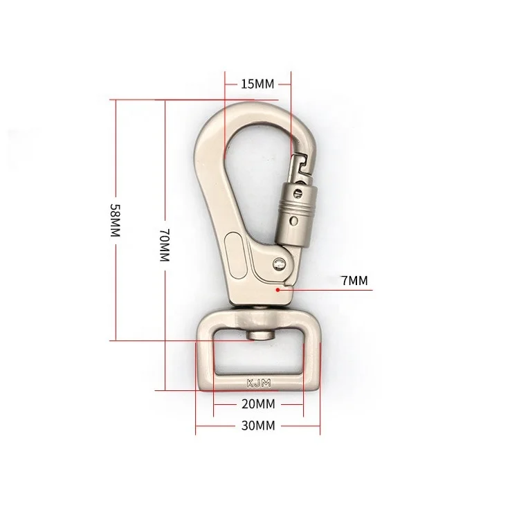 D Shape Metal Black Swivel Snap Hook Climbing Dog Leash Locking Aluminum Clip Swivel Carabiner