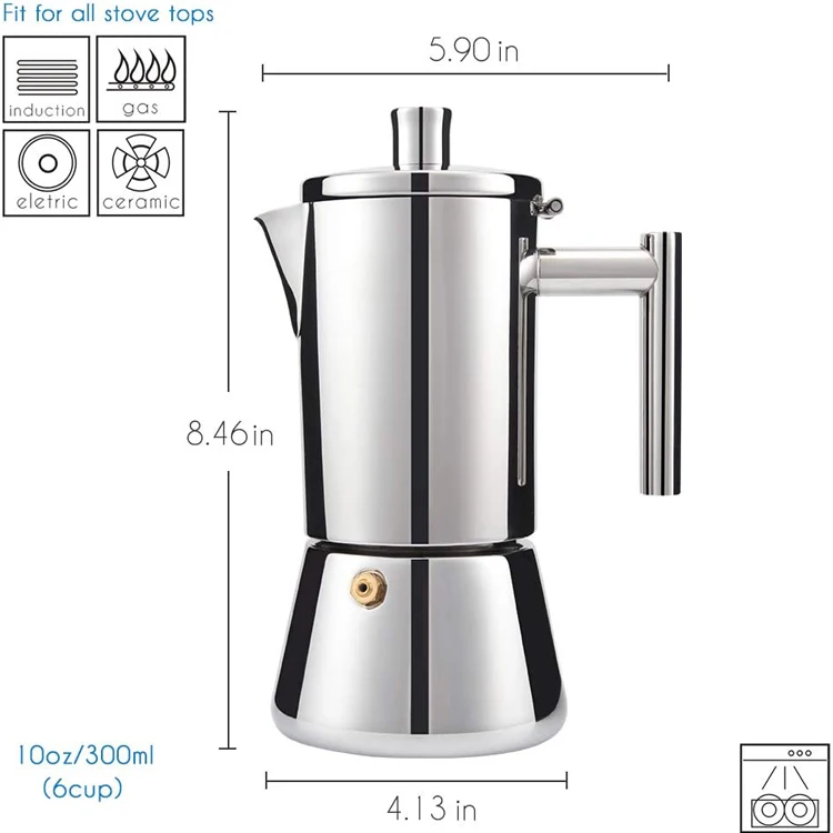 New Deaisgn 200ML Coffee Mocha  Pot Hot Sale Custom Italian Espresso Aluminum Coffee Maker Pot