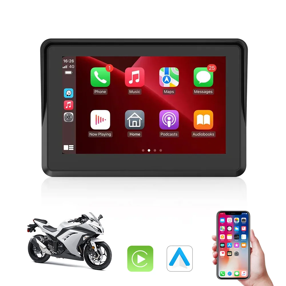 CARABC мотоцикл Gps Carplay Экран Мотоцикл экран беспроводной Android Авто дисплей 5 дюймов Беспроводная