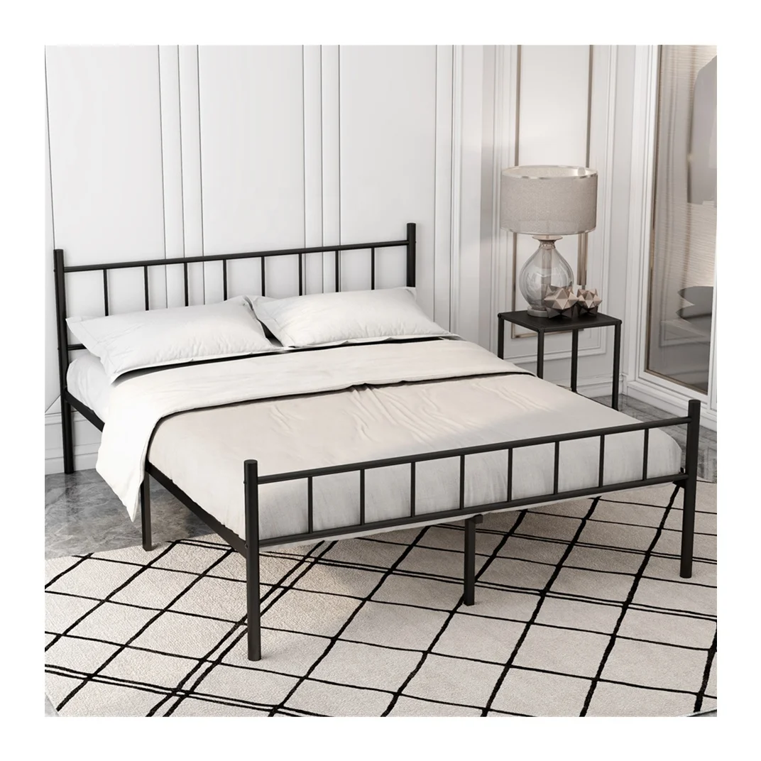 Metal Bed Frame Wrought Iron Bed with Headboard and Footboard Solid Sturdy Steel Slat Support Metal Platform Bed For Bedroom