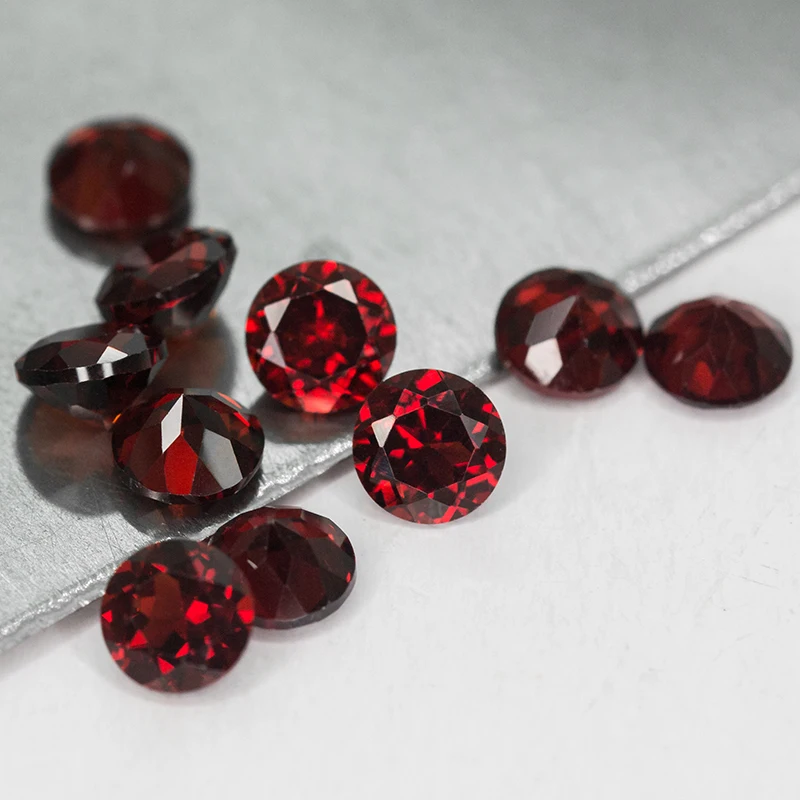 Natural Red Garnet Round Cut Loose Gemstone Price Per Grams