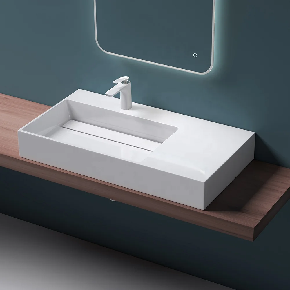 Цвет на заказ ручная мойка раковина твердая поверхность искусственного камня раковины для ванной