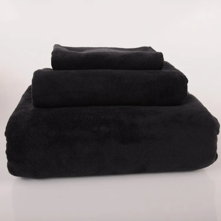 Microfiber salon beauty spa black barber towels bleach proof black hair hairdressing towel