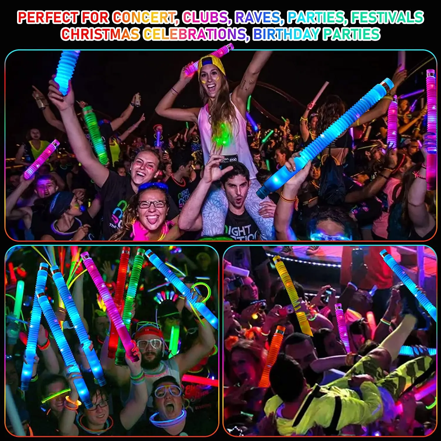 Fidget Toys glow in dark Light Up Pop Tubes Party Favors squeeze Tubes Stress Relief Toys