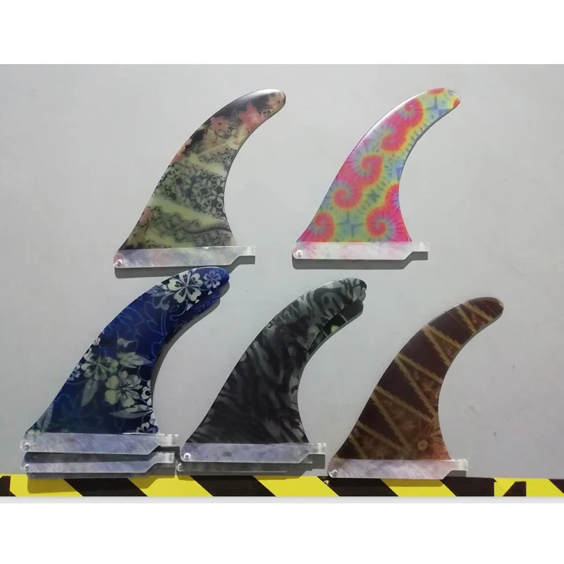 Carbon Striped Center Surfboard Fins Multi-Colored Fiberglass Single Fins SUP Longboard Fins for Surfing