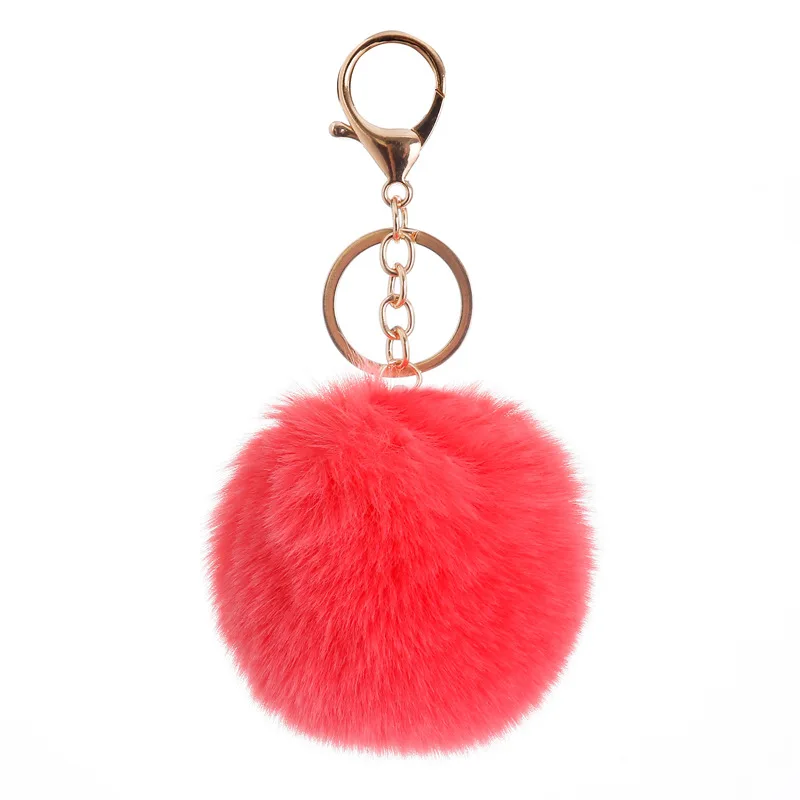 New Fashion Colorful Red White Pompom Keychain Faux  Key Chain Ball Keychain Keychain Pom Pom