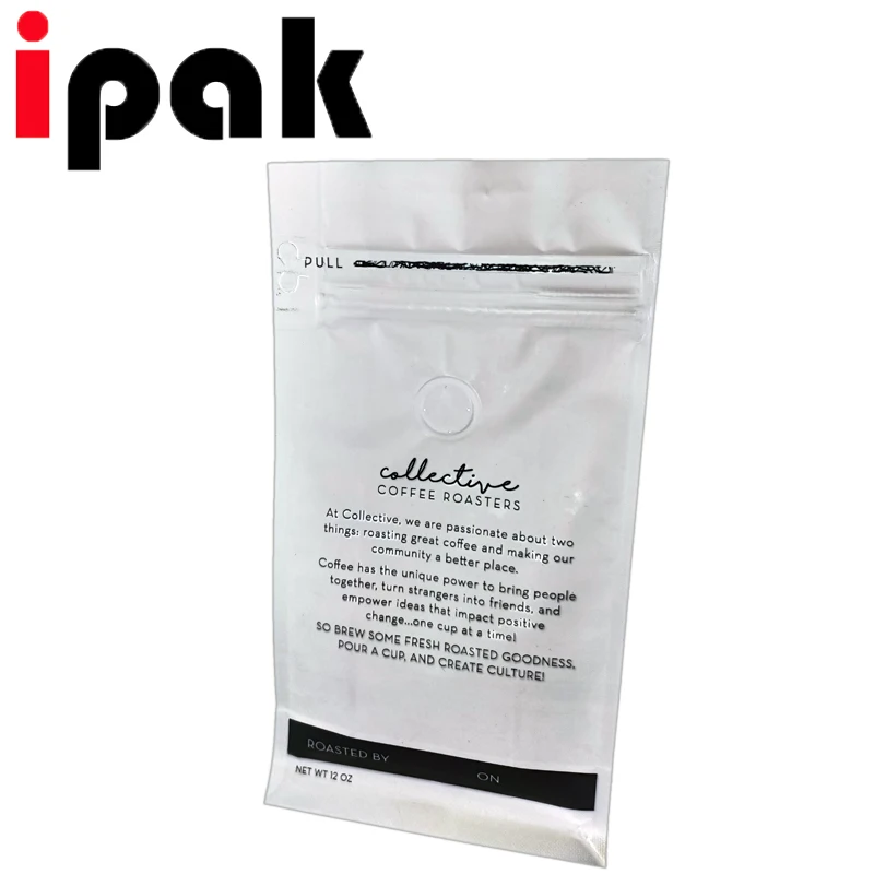 1 KG Matte White Recyclable Plastic Box Coffee Bag Recyclable Flat Bottom Coffee Bag with Valve Zipper