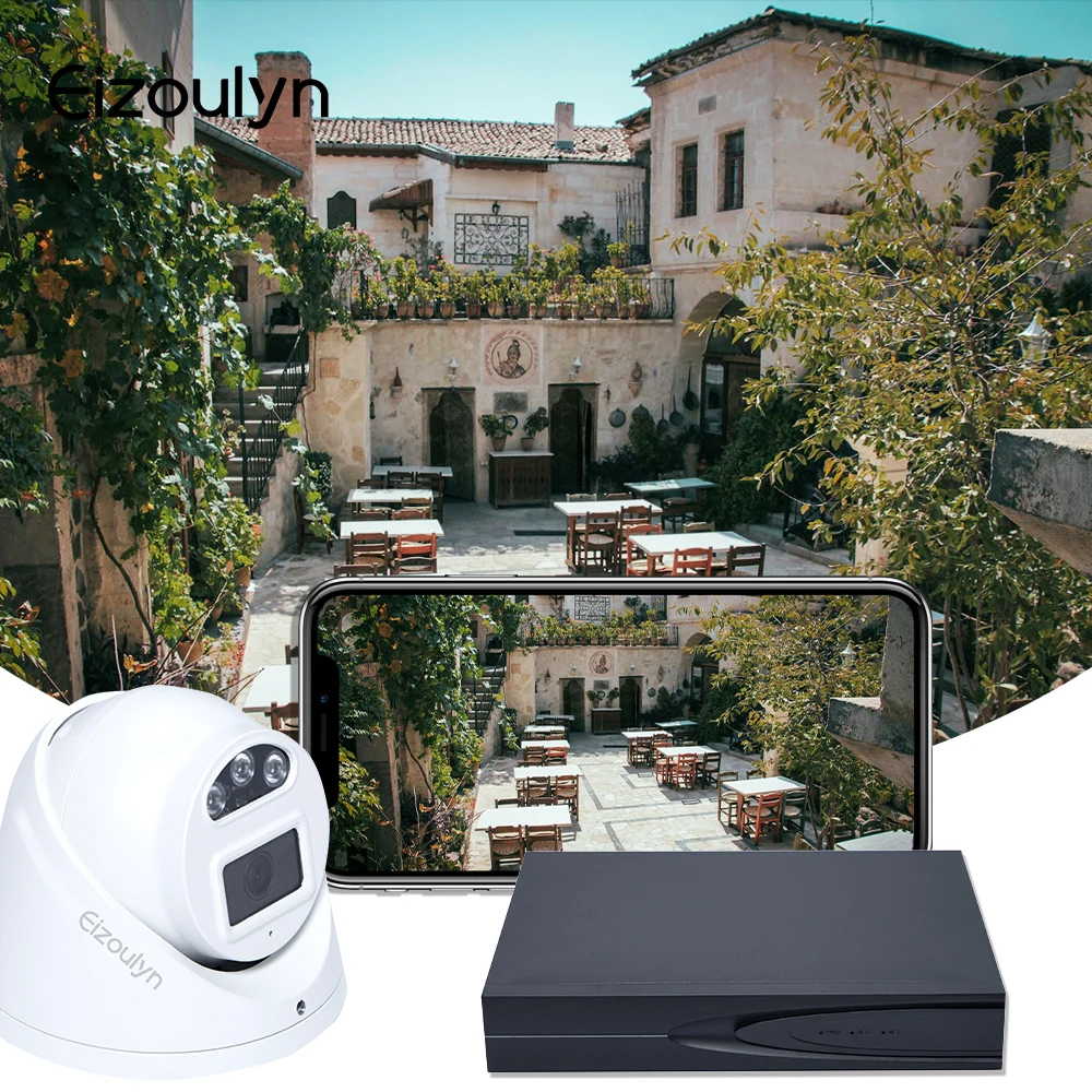 Eizoulyn Ultra HD 4K Nvr 8 channel Camera AI Home Camera CCTV IP Poe Surveillance Camera System 8Channel 8MP Poe Nvr Kit system