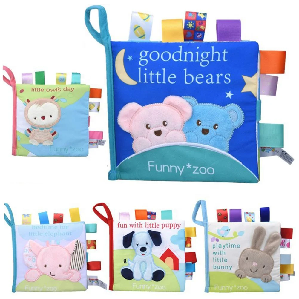 Customized Children folding pockets book Education Fabric  Cute cover travel binding Soft baby sensory  Cloth Books For Kids
