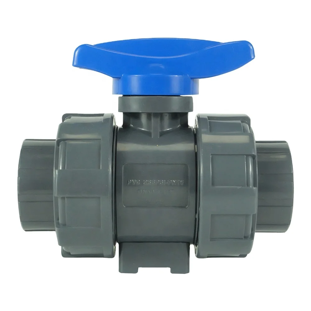 DKV 2 Way Double True Union PVC Ball Valve 1 2 Inch Plastic PVC UPVC Irrigation Gray Ball Valve Water Control