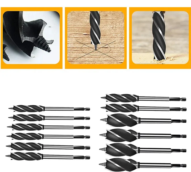 High Quality Oem 6-38mm,1/4' to 1-1/2' Flat Spare Core Drill Bit Hex Straight Shank Wood Auger Drill Bit Set