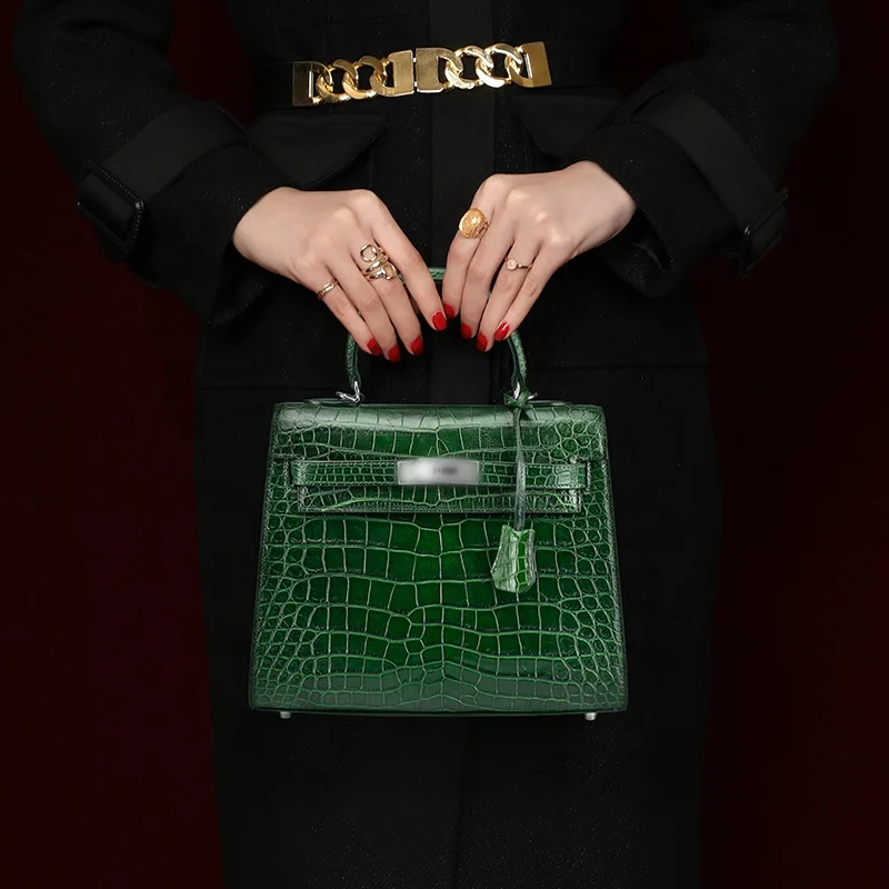
High-end fashion women shoulder handbag balck alligator handbag for women matching all shoes 