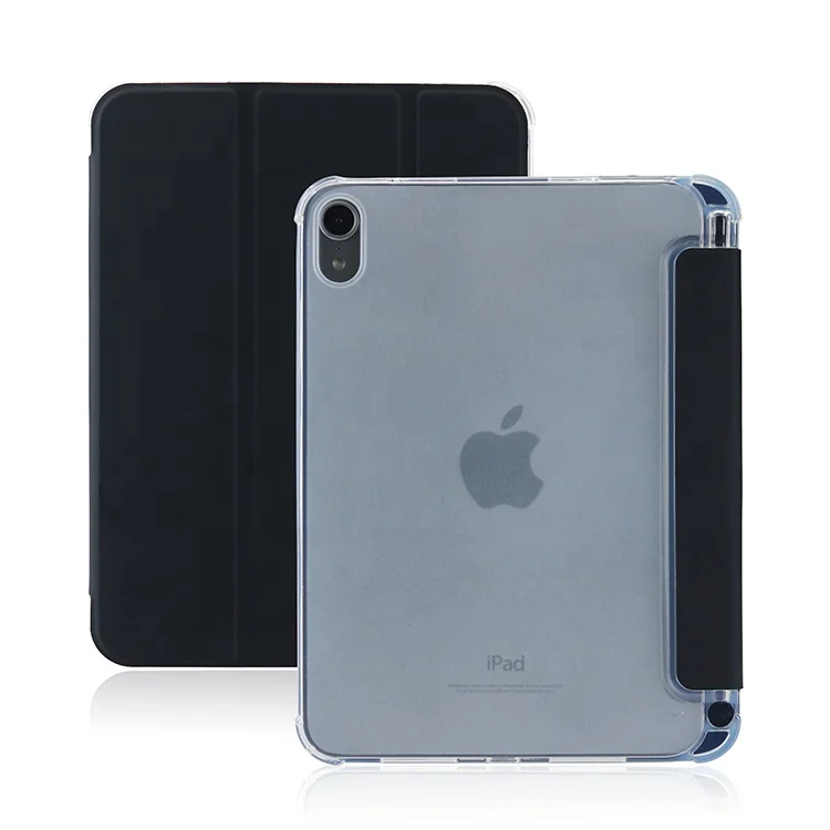 New Design Shockproof Tri-fold Case Ultra-slim Flip Leather Clear Tablet Case for iPad Mini 6 2021