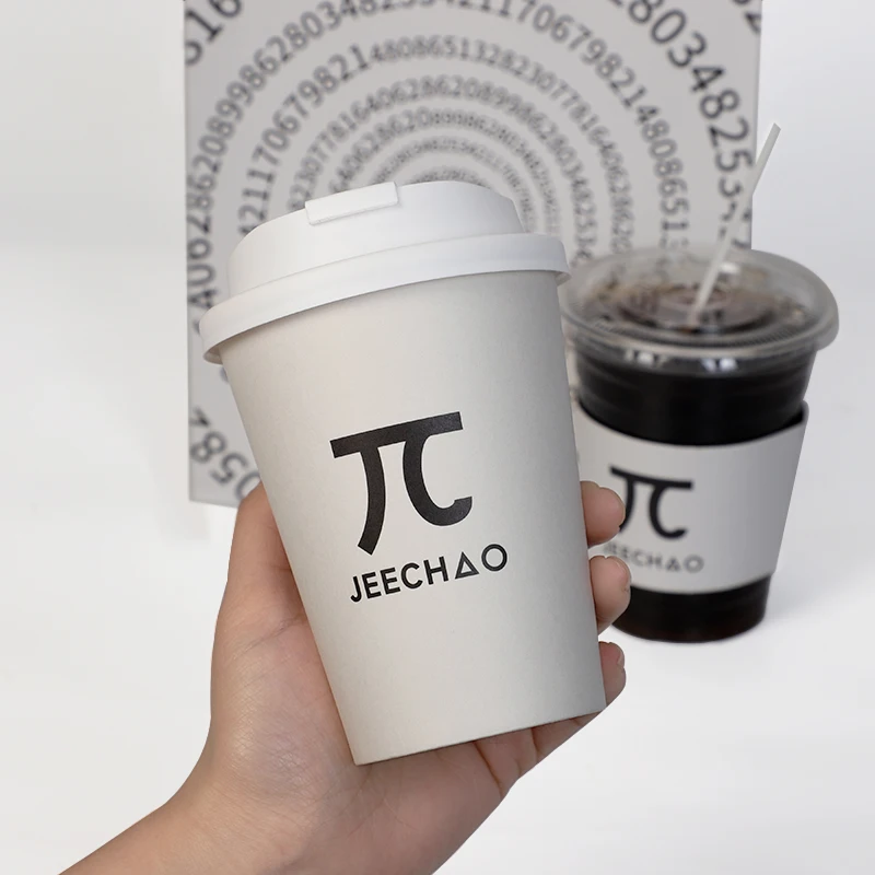 Custom Lamination Paper Cups Tea Coffee Paper Cups Disposable with Lids Takeaway Packing 4oz 8oz 12 Oz 16oz 20oz 22oz Carton