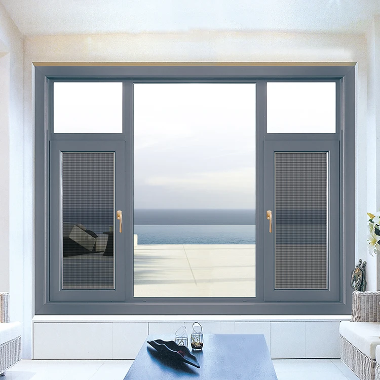 Aluminium profile casement window with screen side hung window with fly screen glass swing window with mosquito net manufacturer