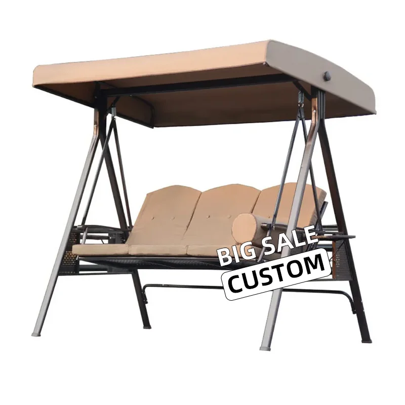 Recommend Wholesale Outdoor Three-Seat Hanging Type Luxury Swing Chair Stainless Steel Adult Porch Chair Swing