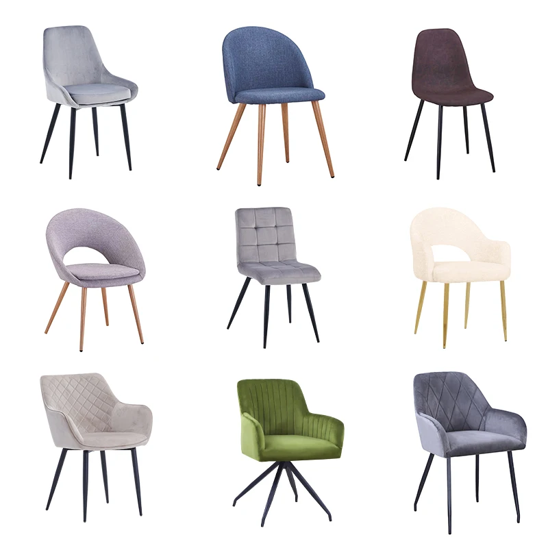 Роскошная мебель для ресторана и столовой, Современные тканевые бархатные обеденные стулья с металлическими ножками, бархатные тканевые стулья для отдыха