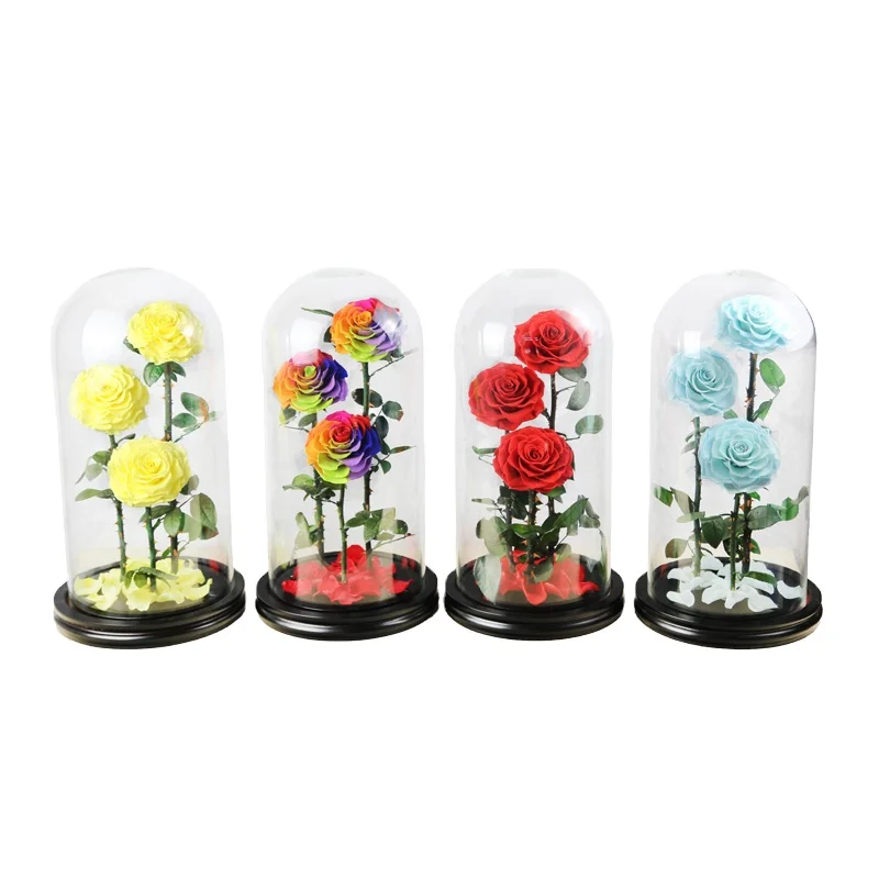 Wholesale Preserved Rose In Glass Dome For Wedding Decorations