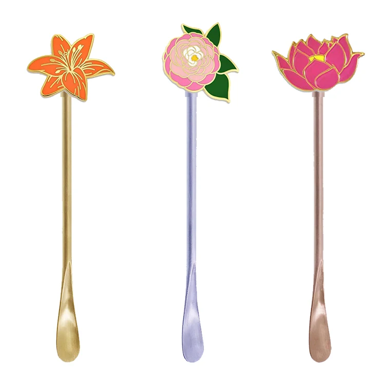 Custom Logo 304 Stainless Steel Round Long Handle Mini Small Silver Gold Dessert Ice Cream Spoon Reusable Coffee Tea Stir Spoon