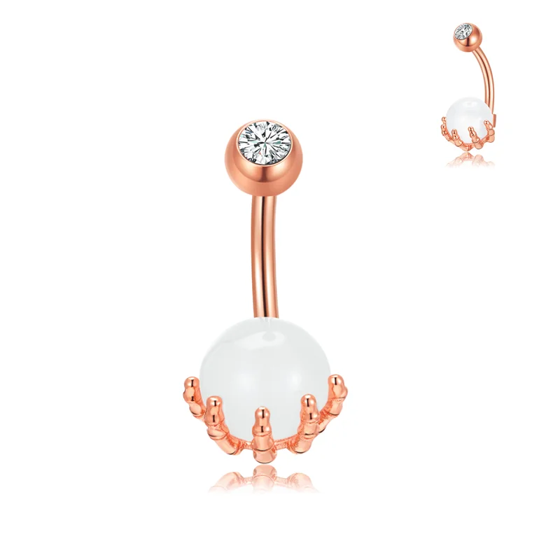 Factory direct sale 316l surgical steel piercing and tatoo supplies belly piercing cool skull hand opal navel piercing bar