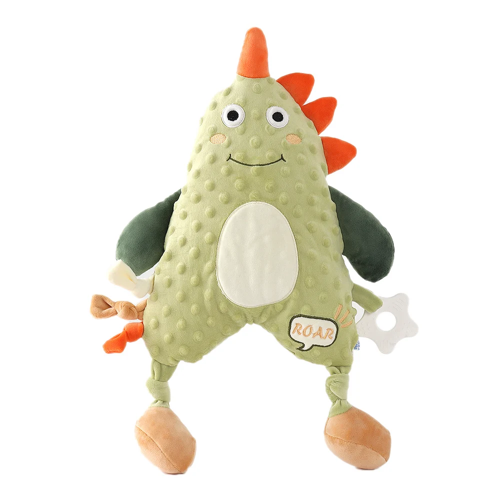 Accessible Crinkle Sensory Toy with Teether Ring Crinkle Sound Soft Braided Dinosaur Baby Stuffed Toy