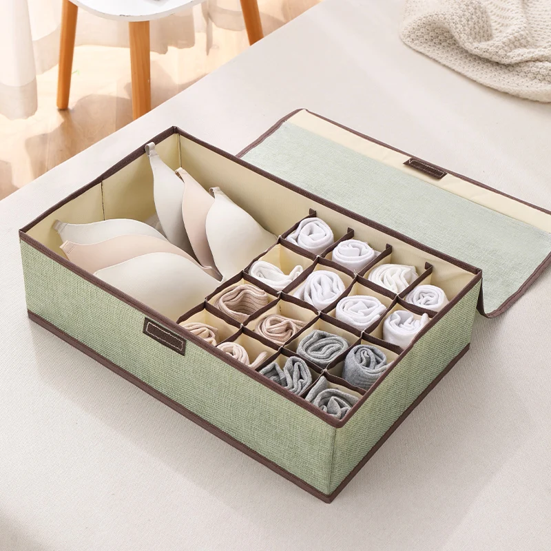 Divided Home Storage Boxes Tie Socks Bra Underwear Closet Fabric Basket Dress Drawer Organizer Clothes Organiser