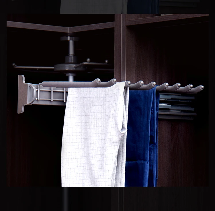 Wholesale Wardrobe Accessories Hanging Rack Side Mounted Pull Out Trouser Rack Pants Rack