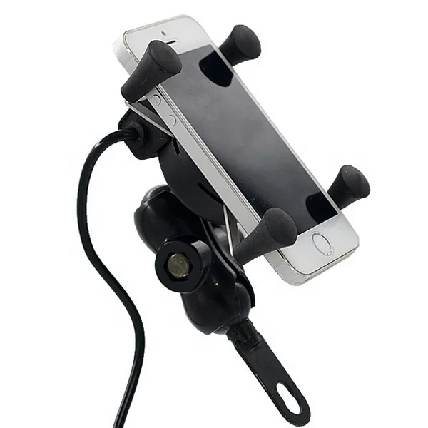8V~30V Motorcycle Cellphone Mount Aluminium Cellphone Holder USB Charger Aluminum alloy material