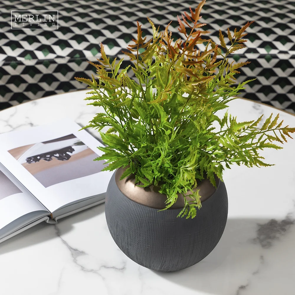  Медная металлическая глазурованная керамика ваза для бутонов текстурированная Геометрическая круглая сферическая с шариком стола гостиной гостиницы