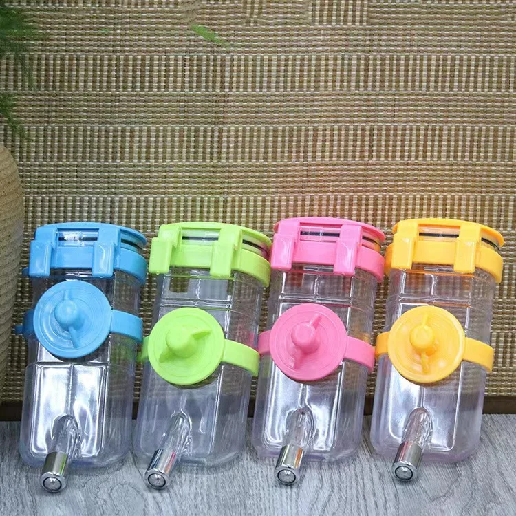 6 Angle body stainless steel bottle spout wall cage fence hook hanging Pet licking refill bottle