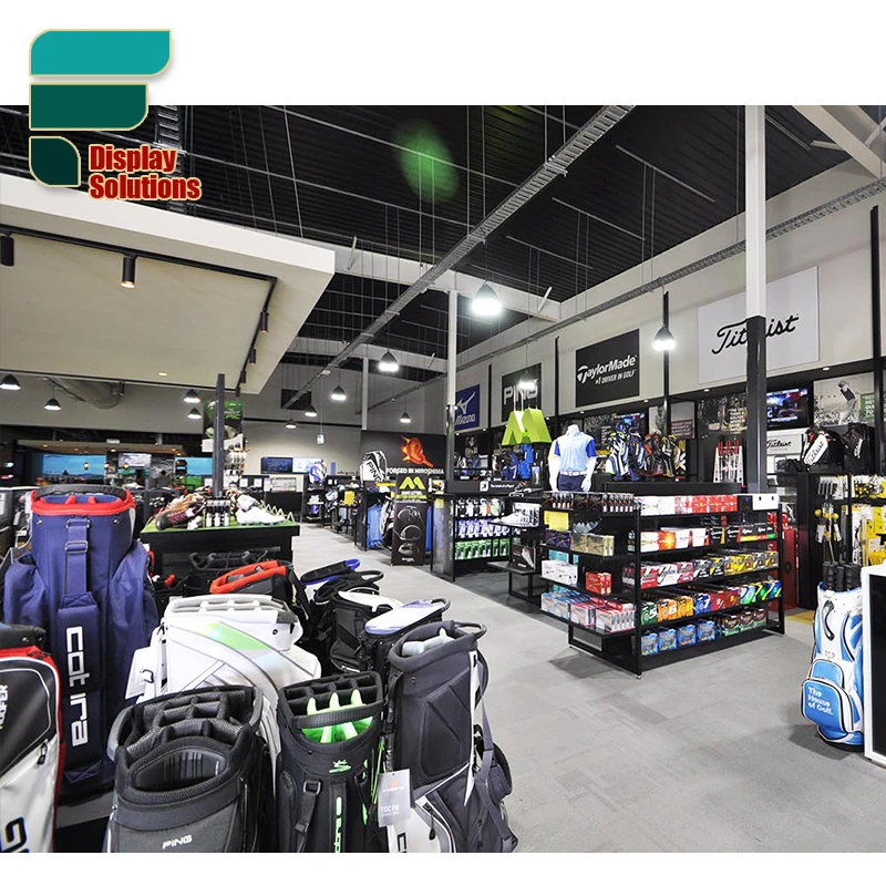 Golf Display Counter Interior Design Electric Golf Play Retail Vitrine Store Golf Clubs For Sales