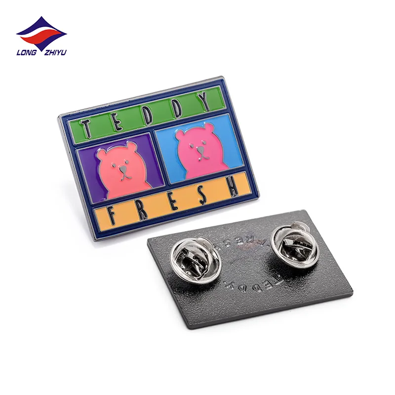 Longzhiyu 2021 New Design Custom Cute Soft Enamel Pins Black Nickel Square Lapel Pin Badges