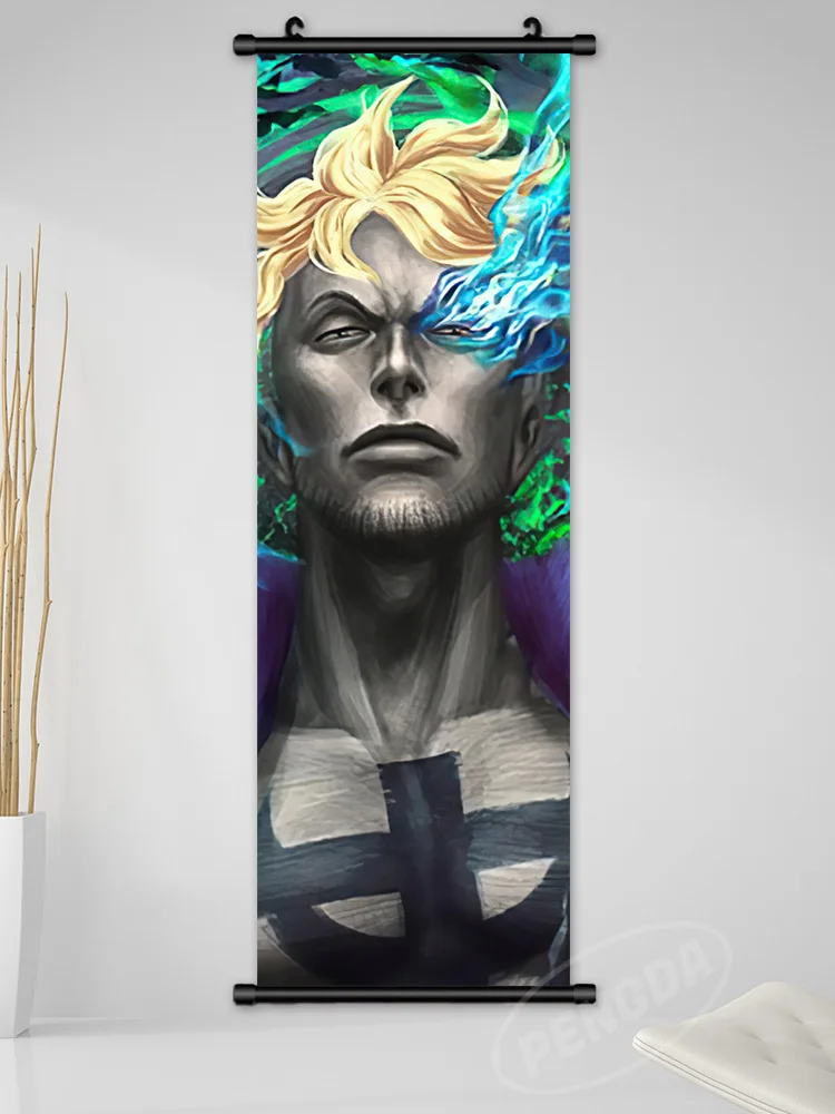 25x75CM HD printing straw hat pirates canvas Luffy One pieces scroll poster