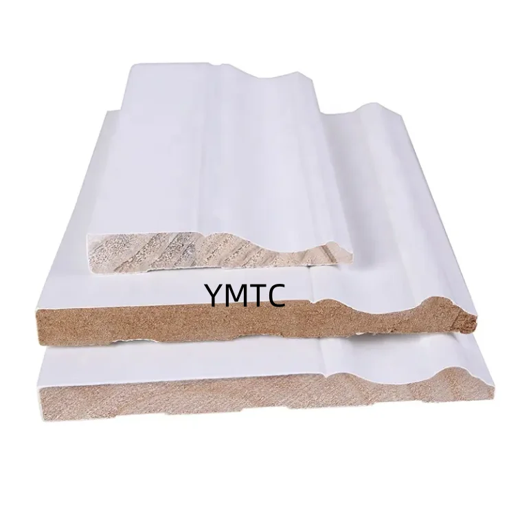 Water Proof  White  Wooden Wall Skirting Board  Solid Wood Baseboard For Home