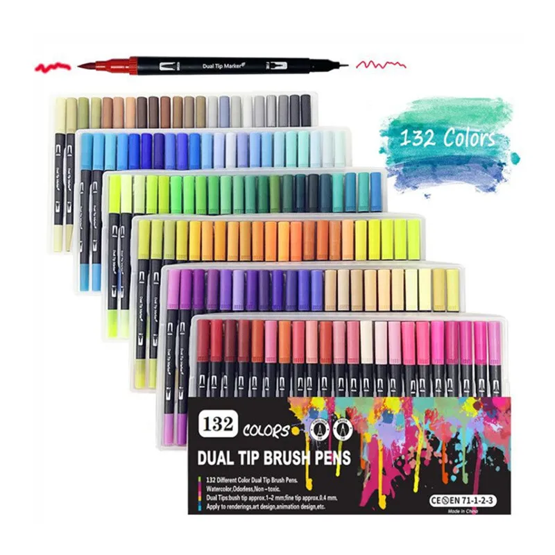120 132 colors dual tip art marker fineliner brush watercolor pen double tip nylon brush Hook Line marker pens