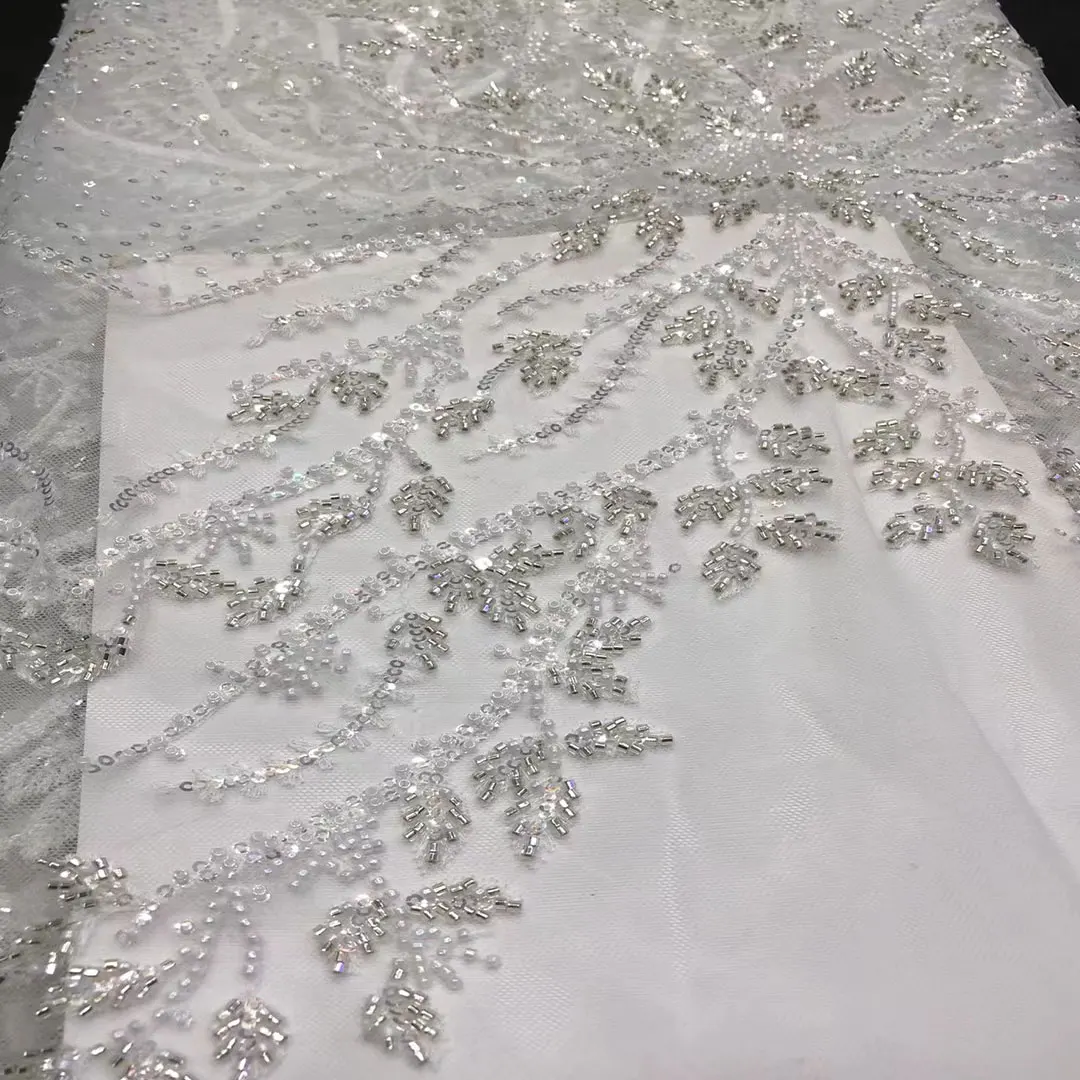 handwork white sequin beads tulle  lace  bridal lace for wedding